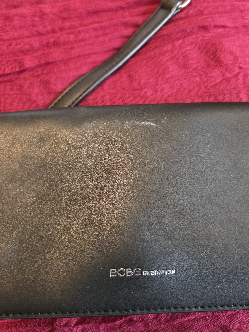 BCBGeneration Black Men's Leather-Look Crossbody Wallet